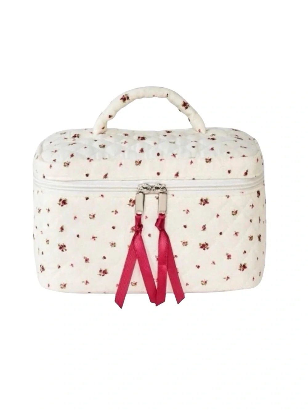 Wild Fable Vanity Top Handle Zip Around Quilted Floral / Rosebud Cosmetics Bag